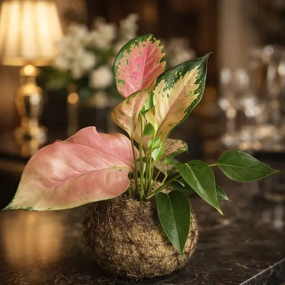Kokedama Aglaonema Lawan — composição