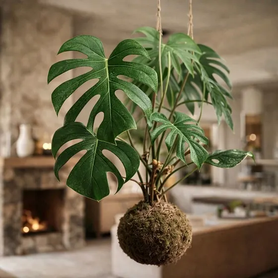 Kokedama Costela-de-adão suspensa